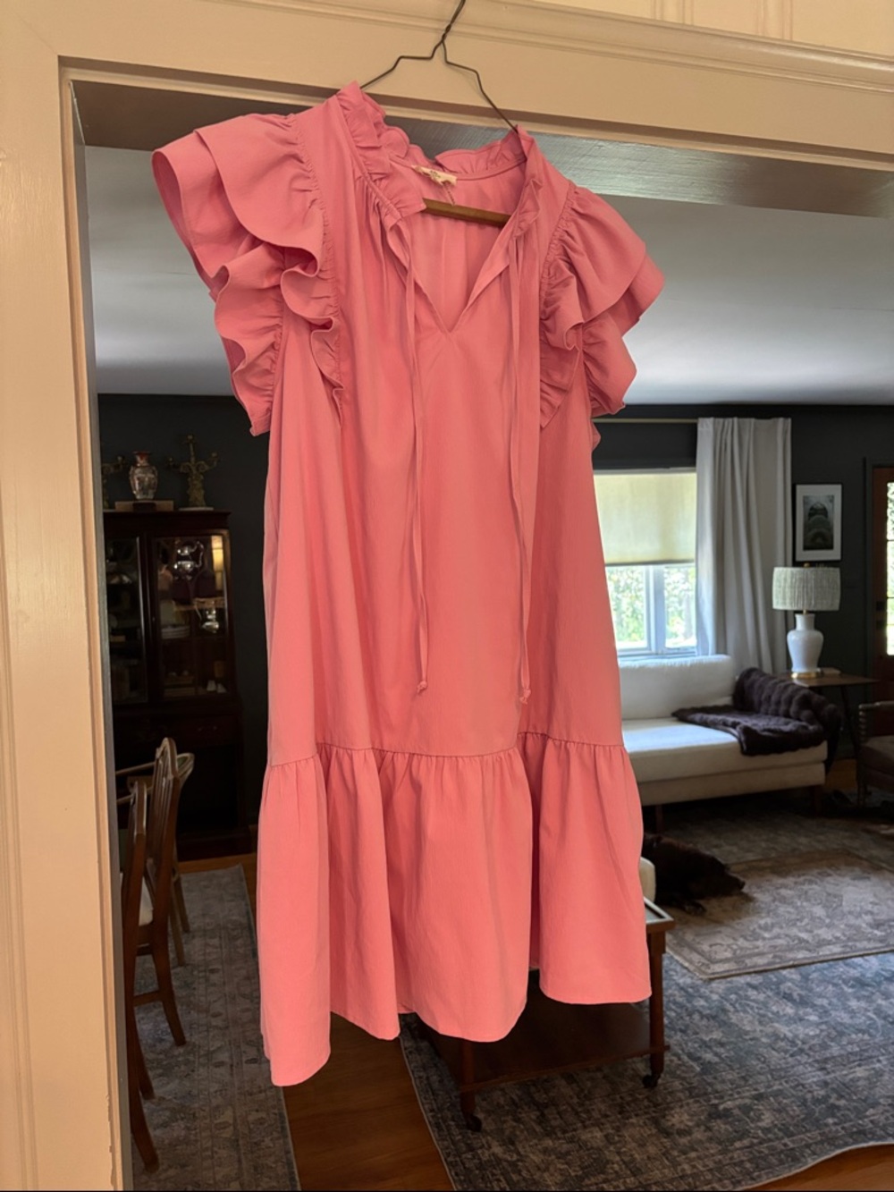 entro Pink Ruffle Sleeve Tiered Dress